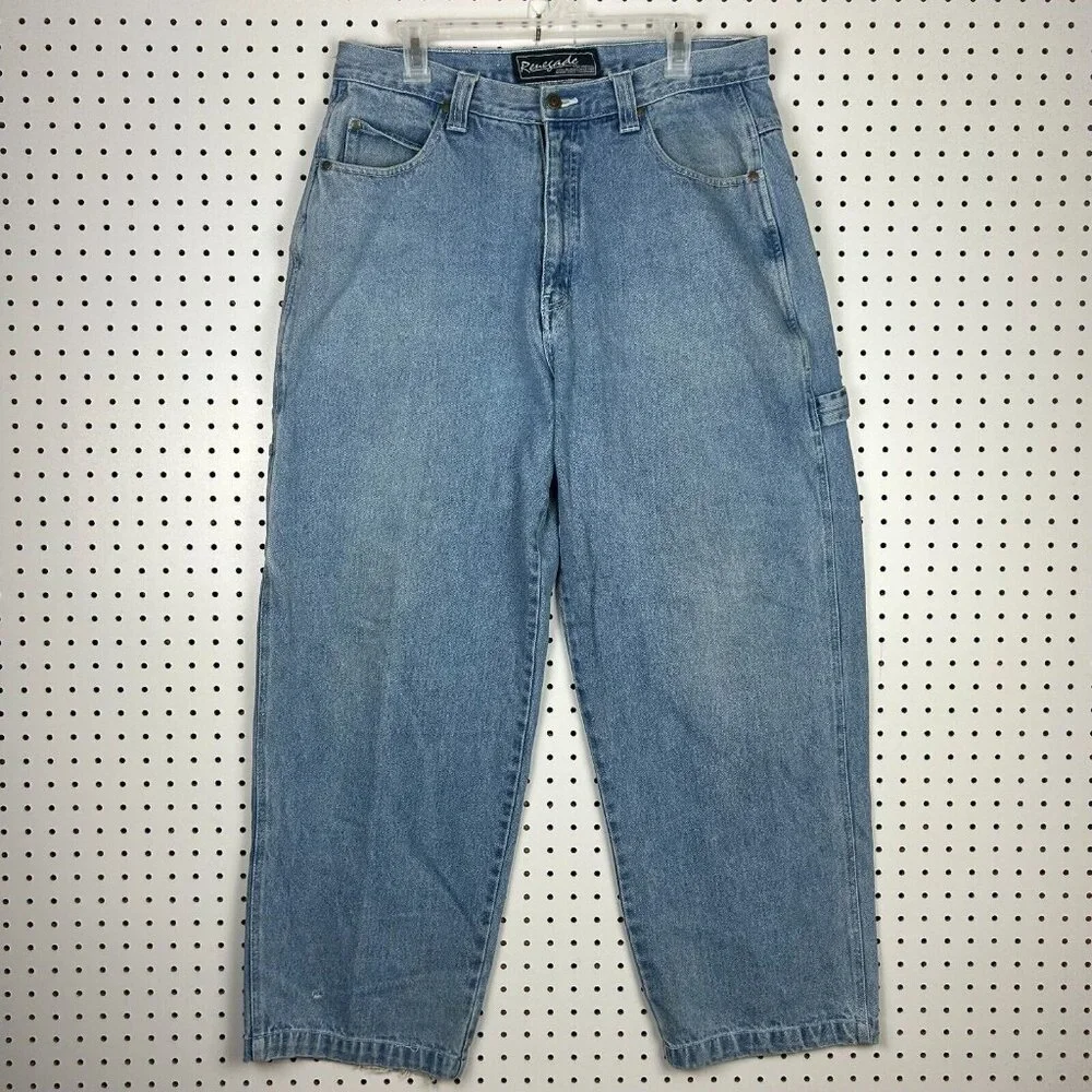 Renegade‎ Carpenter Wide Leg Denim Jeans 34x30 Distressed Y2K Work Skate Baggy